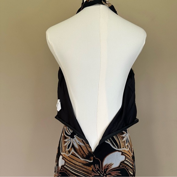 Vintage Cache Y2K 90’s Floral Halter Dress Women 6 Fairy Overlay Midi Party Blac - Picture 6 of 7
